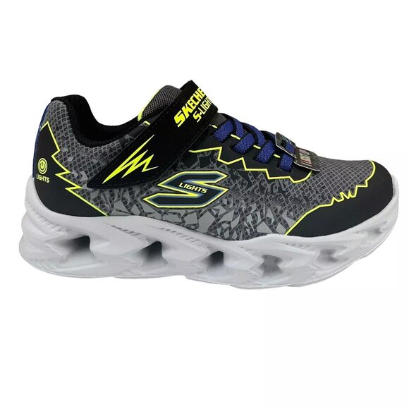 Skechers Little Boys Light-up Shoes Size 11 Wide Fit Black/Multi Slip-on Style - Picture 1 of 14